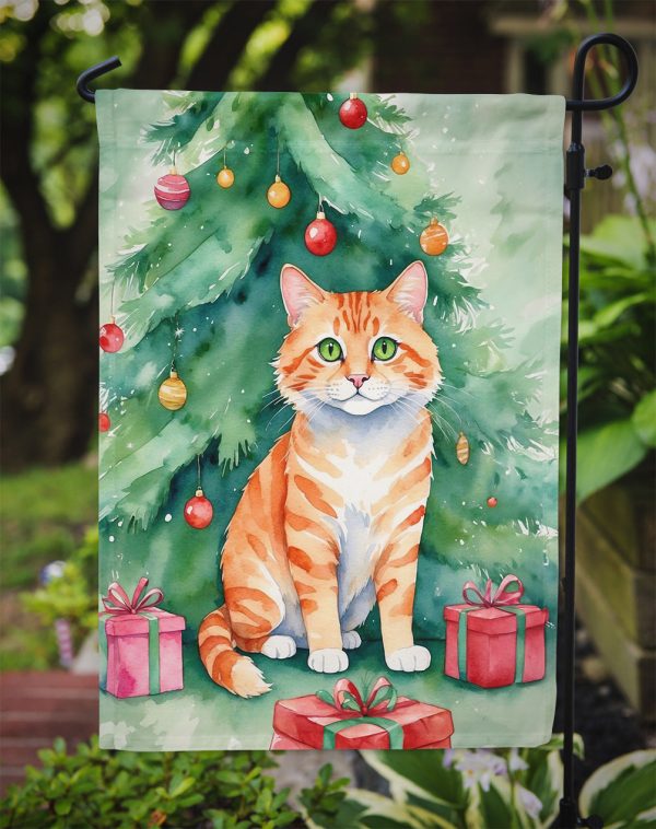 Cheetoh Christmas Garden Flag - Cat by the Christmas Tree - Cat-Themed Holiday Yard Decor For Cheap - Image 3