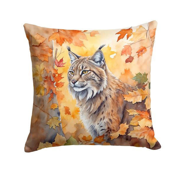 Highlander Lynx Cat in Fall Leaves Throw Pillow Online now