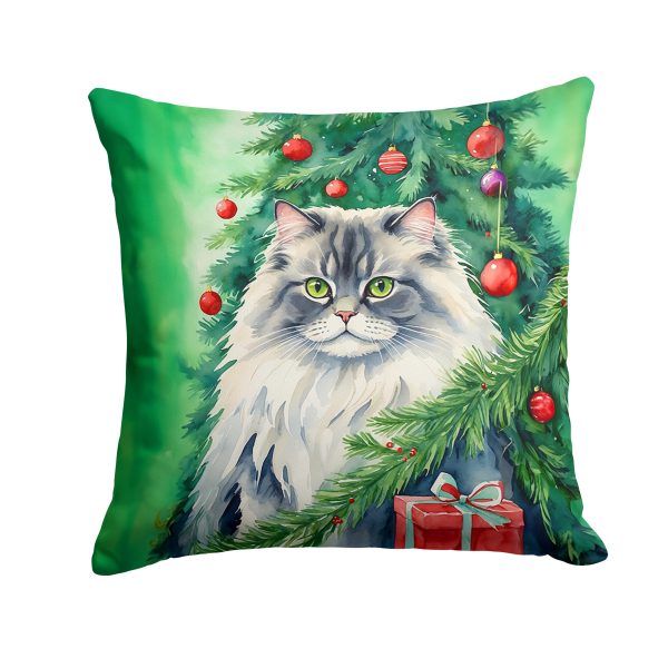 British Longhair Cat By the Christmas Tree Throw Pillow Supply