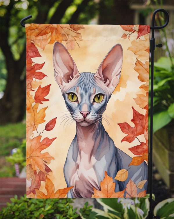 Peterbald Fall Garden Flag - Cat in Fall Leaves - Cat-Themed Seasonal Yard Decor For Cheap - Image 3