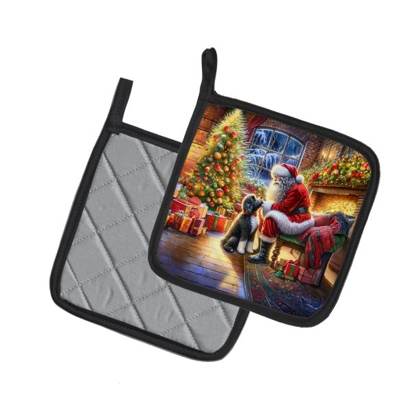 Portuguese Water Dog and Santa Claus Pair of Pot Holders Online Hot Sale - Image 2