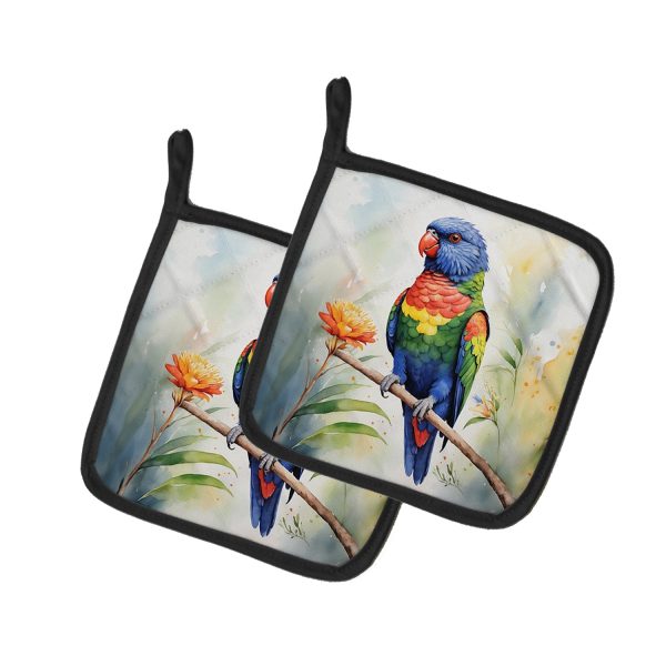 Rainbow Lorikeet Pair of Pot Holders Online Sale