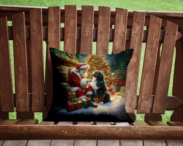 Bernese Mountain Dog and Santa Claus Throw Pillow For Sale - Image 4