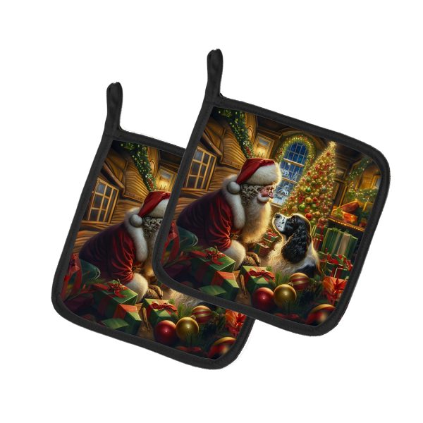 English Springer Spaniel and Santa Claus Pair of Pot Holders Online now