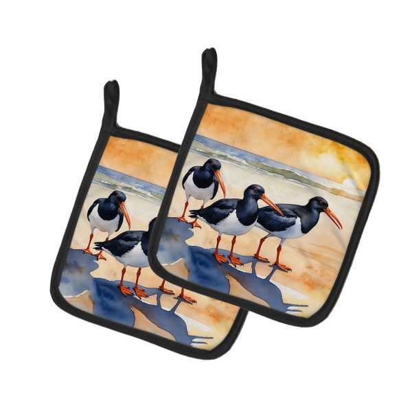 Oystercatchers Foraging Pair of Pot Holders For Cheap