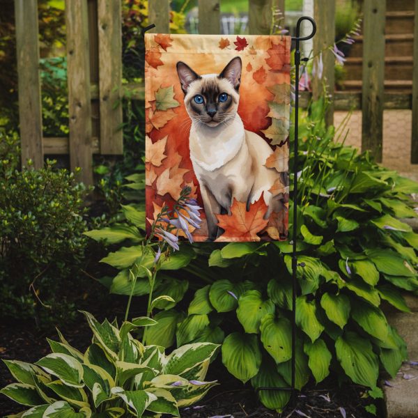 Colorpoint Shorthair Fall Garden Flag - Cat in Fall Leaves - Cat-Themed Seasonal Yard Decor Online now - Image 2