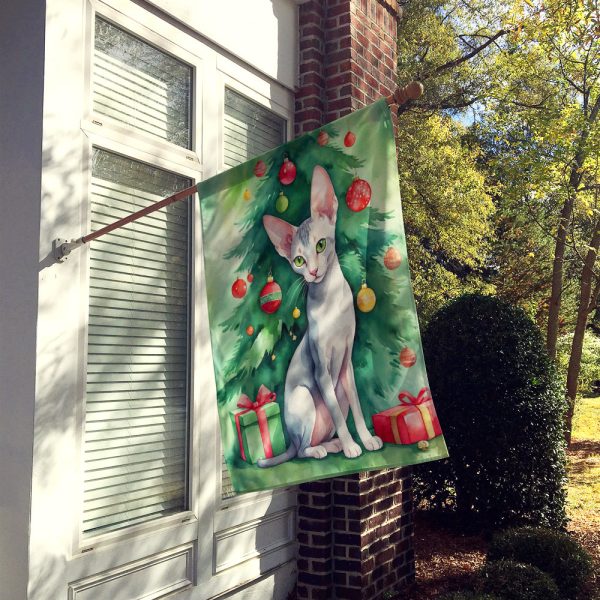 Oriental Shorthair Cat By the Christmas Tree House Flag Online - Image 2
