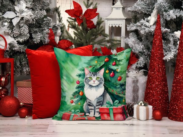 Foldex Exotic Fold Cat By the Christmas Tree Throw Pillow For Discount - Image 2