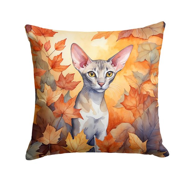 Oriental Shorthair Cat in Fall Leaves Throw Pillow Online now