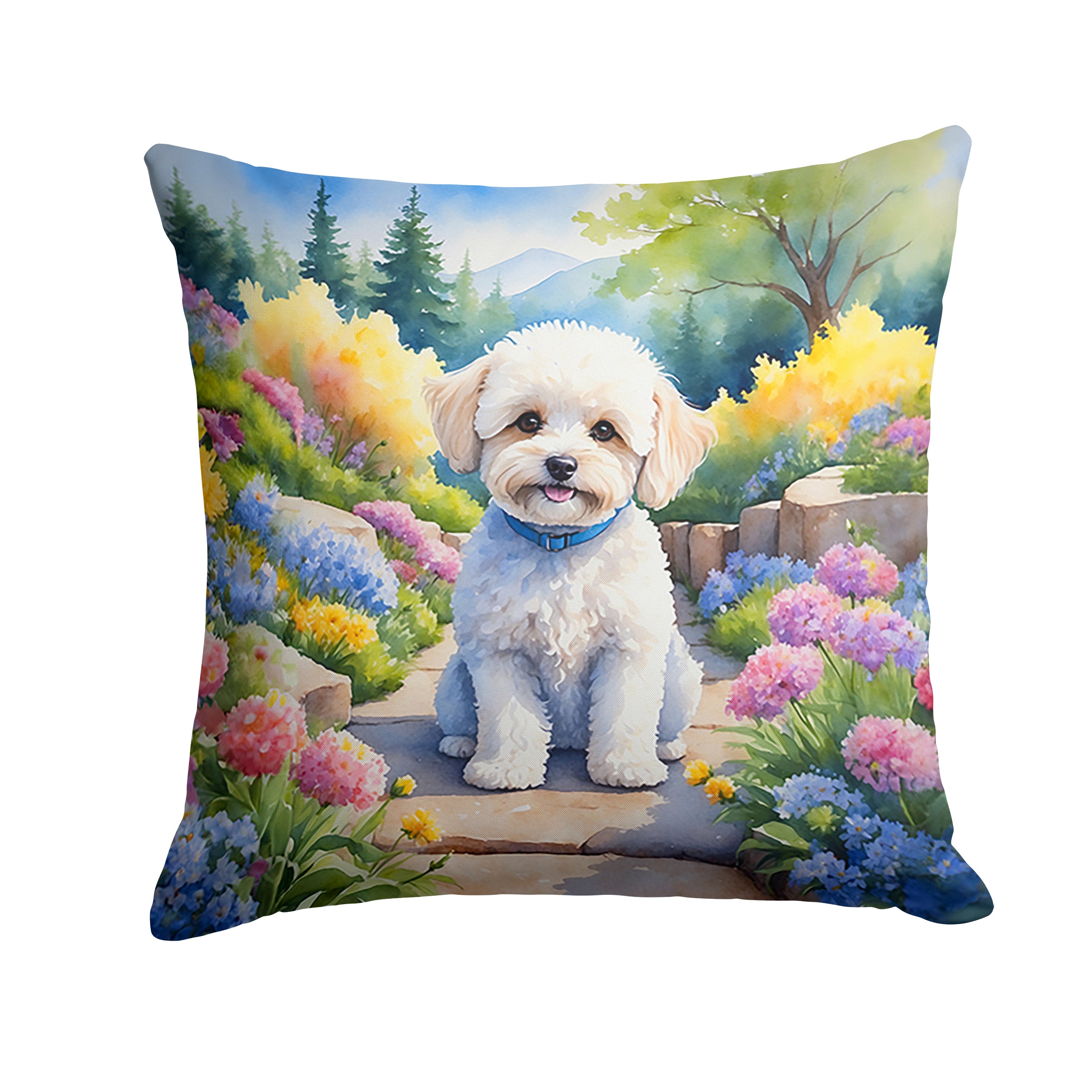Maltipoo Spring Path Throw Pillow Hot on Sale