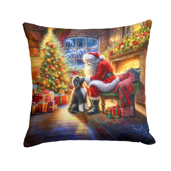 Portuguese Water Dog and Santa Claus Throw Pillow For Sale
