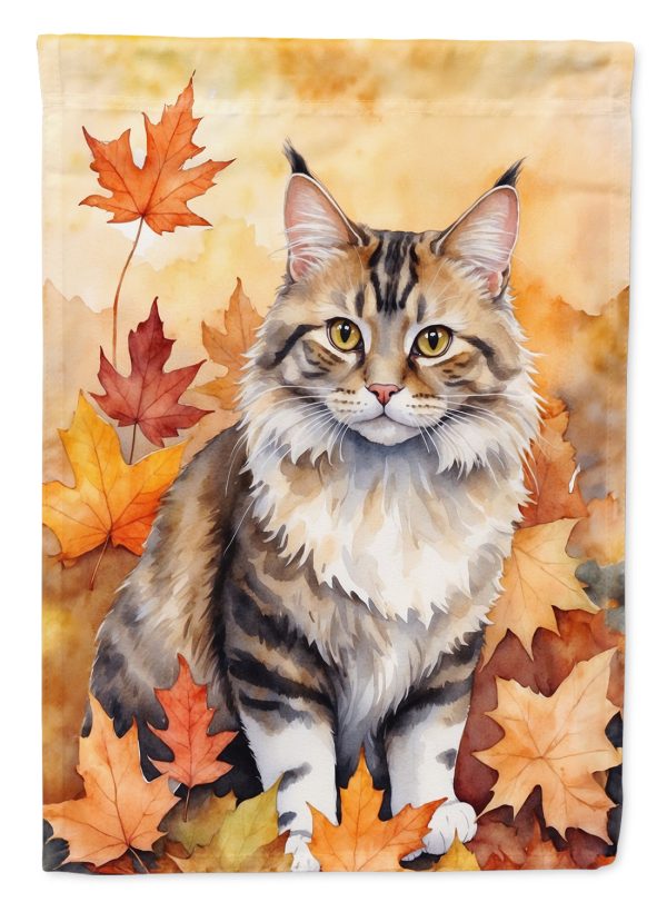 Kurilian Bobtail Fall Garden Flag - Cat in Fall Leaves - Cat-Themed Seasonal Yard Decor Fashion