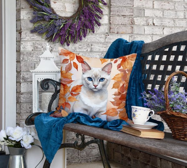 Foreign White Cat in Fall Leaves Throw Pillow Online Hot Sale - Image 4