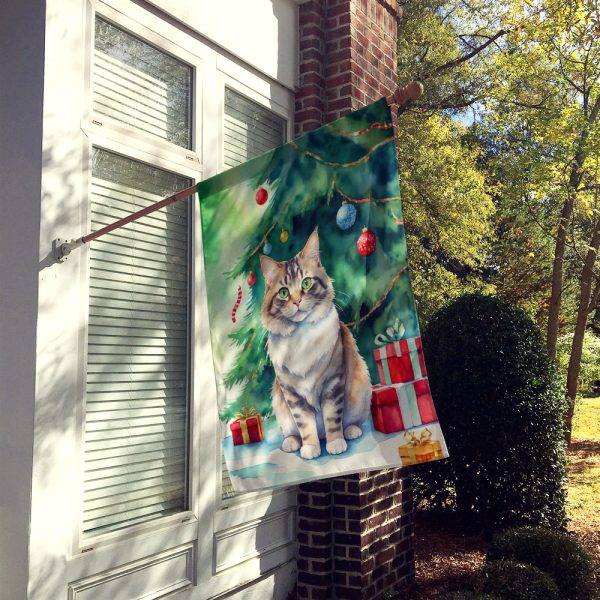 Kurilian Bobtail Cat By the Christmas Tree House Flag Cheap - Image 2