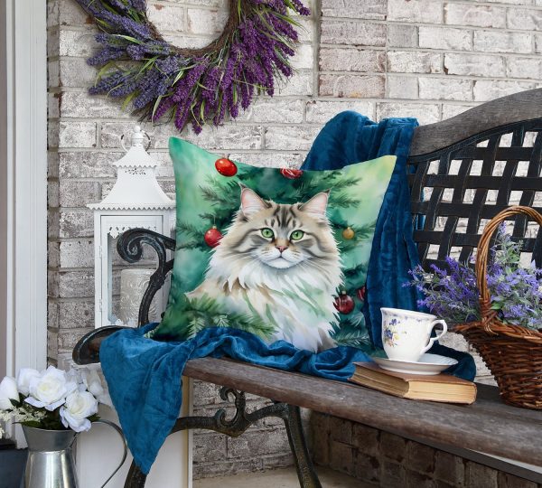 Siberian Cat By the Christmas Tree Throw Pillow Online Hot Sale - Image 5