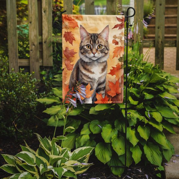 American Bobtail Fall Garden Flag - Cat in Fall Leaves - Cat-Themed Seasonal Yard Decor Fashion - Image 2