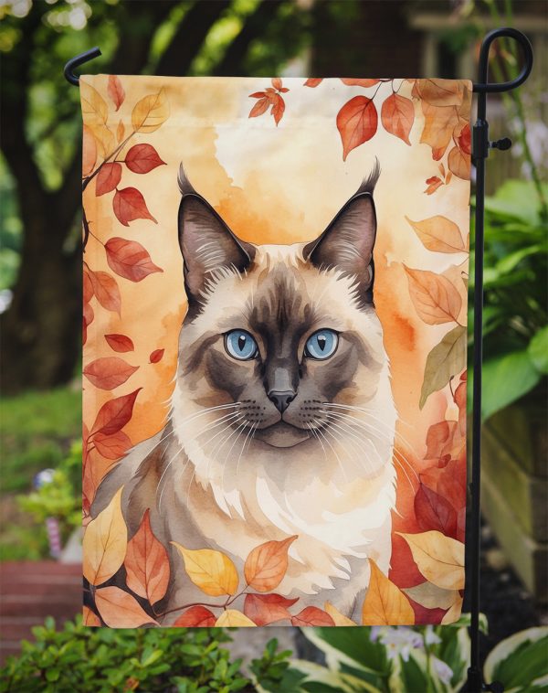 Birman Fall Garden Flag - Cat in Fall Leaves - Cat-Themed Seasonal Yard Decor Discount - Image 3