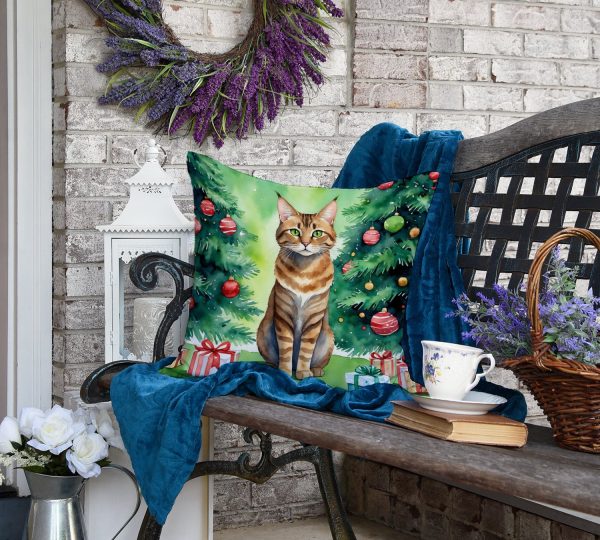 Sokoke Cat By the Christmas Tree Throw Pillow Discount - Image 5