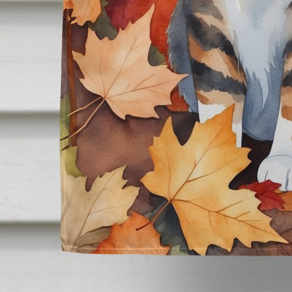 American Polydactyl Cat in Fall Leaves House Flag Sale - Image 4
