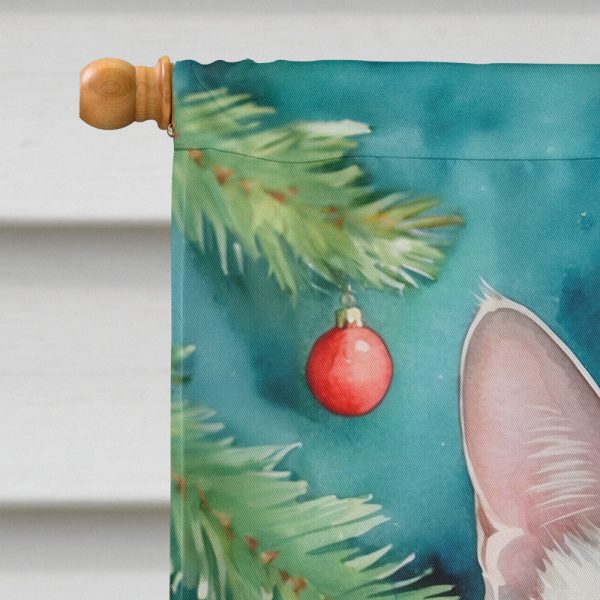 Foreign White Cat By the Christmas Tree House Flag on Sale - Image 3
