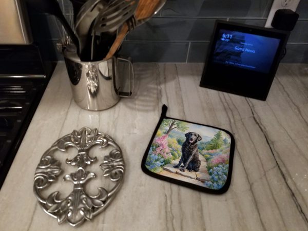 Curly-Coated Retriever Spring Path Pair of Pot Holders on Sale - Image 3