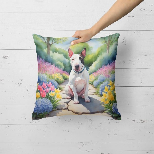 English Bull Terrier Spring Path Throw Pillow Discount - Image 2