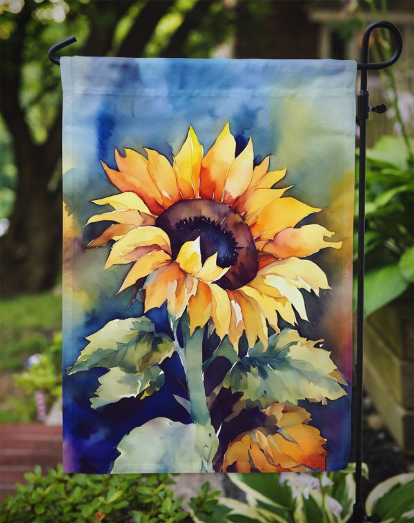 Sunflowers in Watercolor Garden Flag – Outdoor Decorative Garden Flag For Sale - Image 3