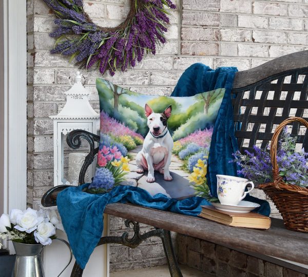 English Bull Terrier Spring Path Throw Pillow Discount - Image 4