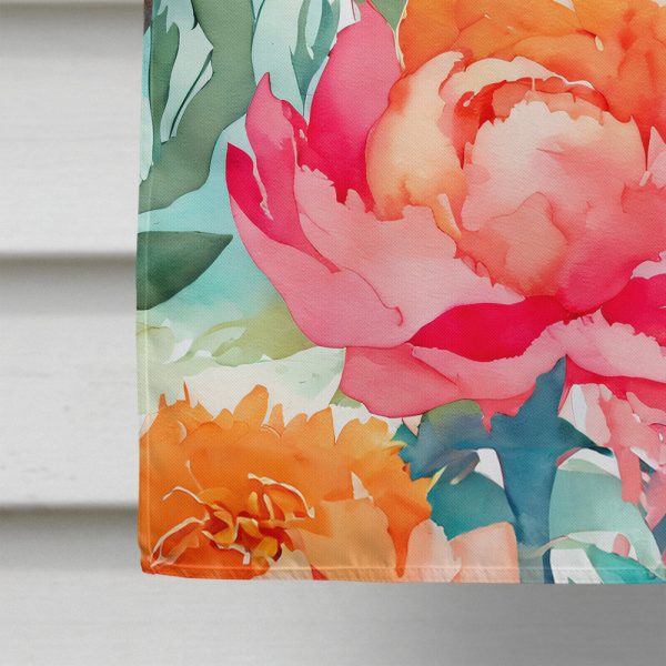 Peonies in Watercolor House Flag Online - Image 4