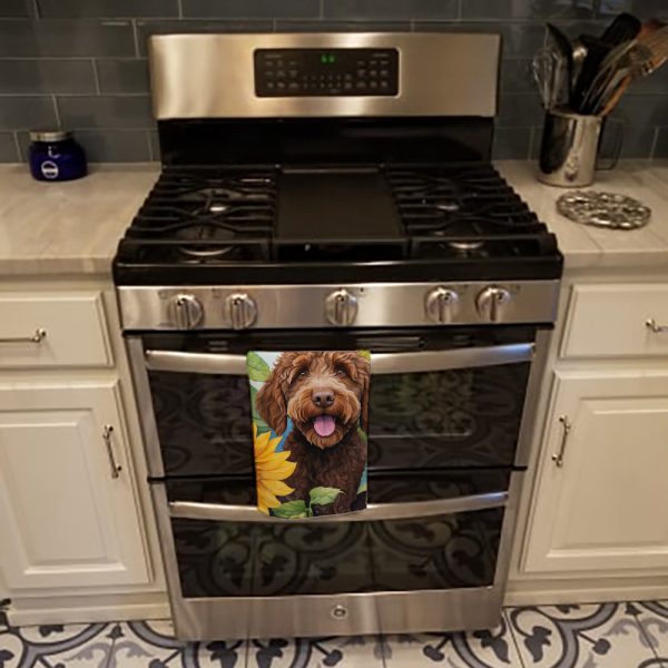 Labradoodle in Sunflowers Kitchen Towel Cheap - Image 3