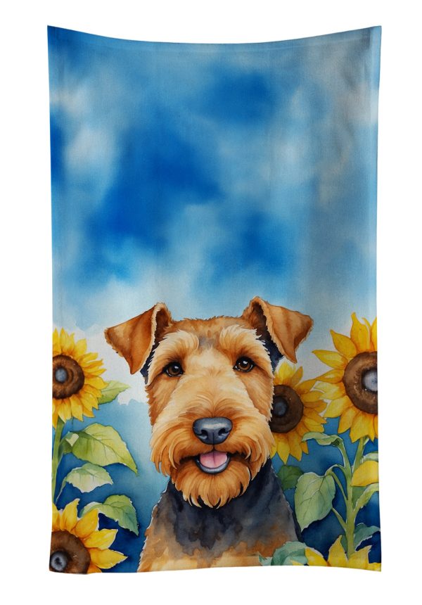 Airedale Terrier in Sunflowers Kitchen Towel Online