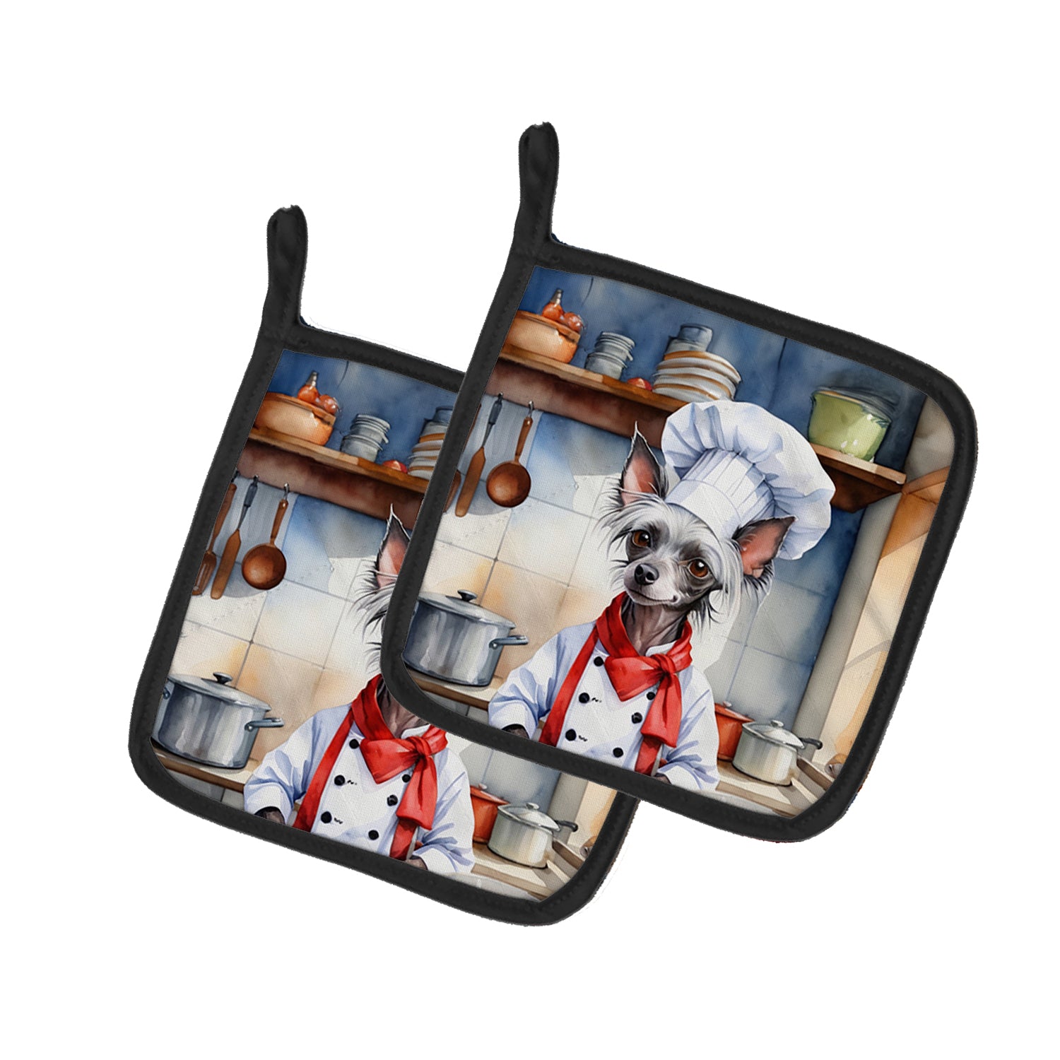 Chinese Crested The Chef Pair of Pot Holders Sale