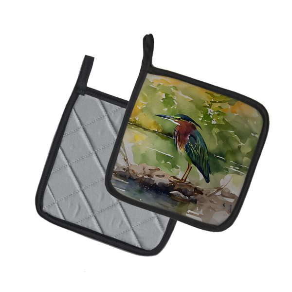 Green Heron Pair of Pot Holders Online Hot Sale - Image 2