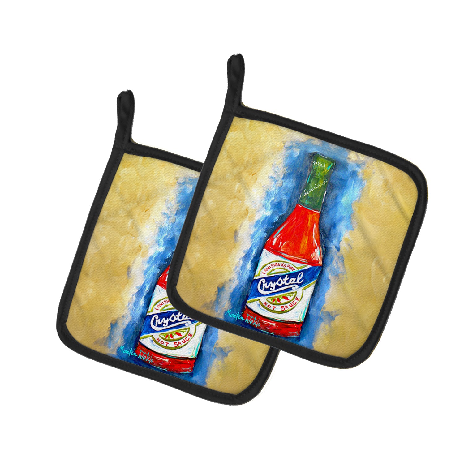 Hot Sauce Crystal Blue Pair of Pot Holders Supply