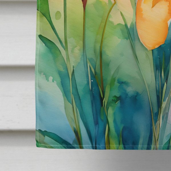 Lilies in Watercolor House Flag For Sale - Image 4
