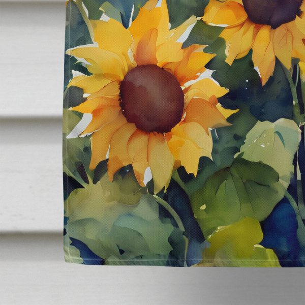 Sunflowers in Watercolor House Flag For Cheap - Image 4
