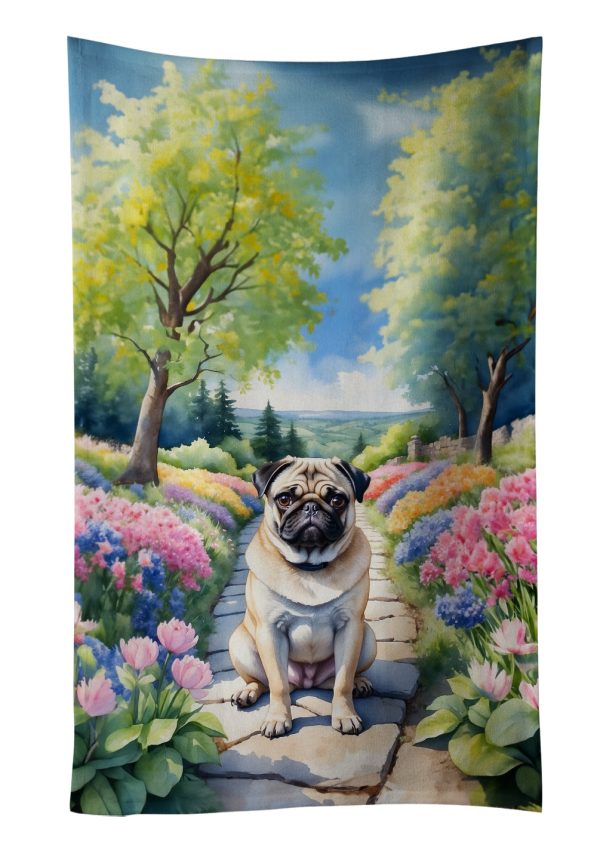 Pug Spring Path Kitchen Towel For Cheap