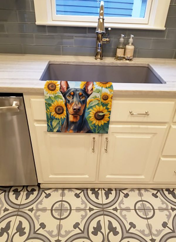 Doberman Pinscher in Sunflowers Kitchen Towel Cheap - Image 2