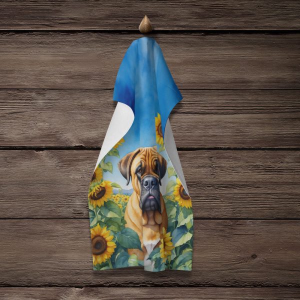 Bullmastiff in Sunflowers Kitchen Towel For Sale - Image 4