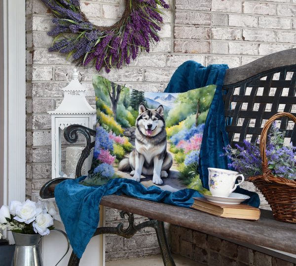 Alaskan Malamute Spring Garden Throw Pillow Cheap - Image 4