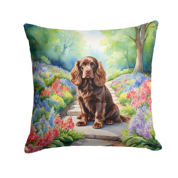 Sussex Spaniel Spring Path Throw Pillow Online Hot Sale