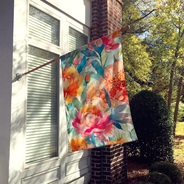 Peonies in Watercolor House Flag Online - Image 2