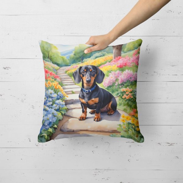 Dachshund Spring Path Throw Pillow For Cheap - Image 2