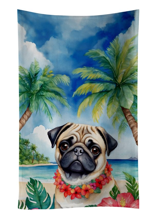 Pug Luau Kitchen Towel For Sale