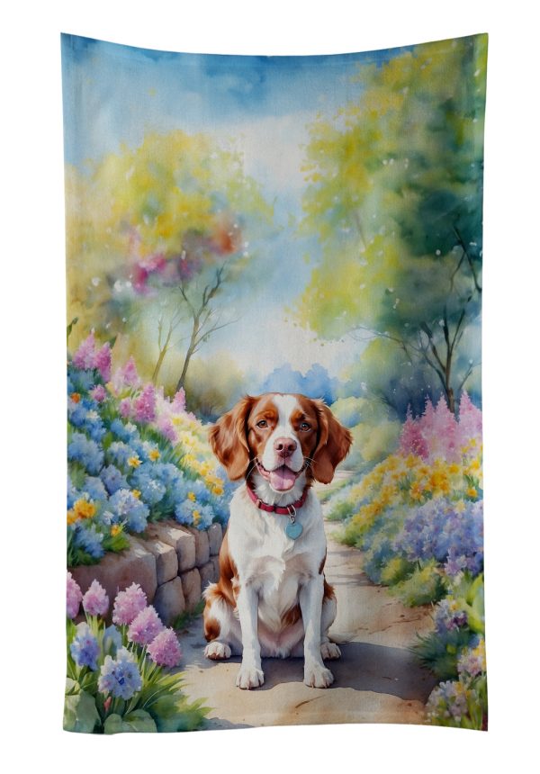Brittany Spaniel Spring Path Kitchen Towel on Sale