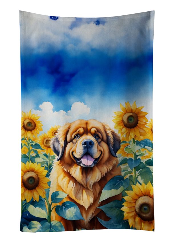 Tibetan Mastiff in Sunflowers Kitchen Towel For Discount