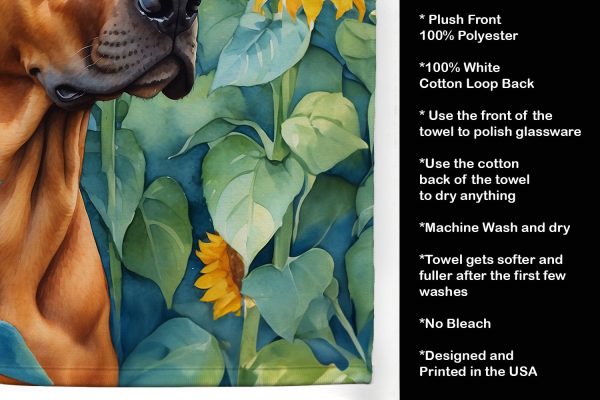 Rhodesian Ridgeback in Sunflowers Kitchen Towel Online Sale - Image 5