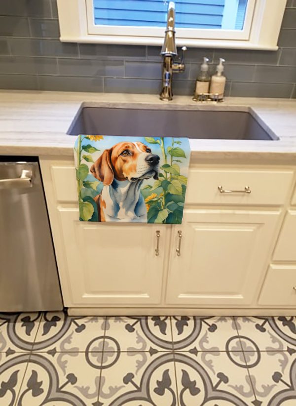English Foxhound in Sunflowers Kitchen Towel Supply - Image 2