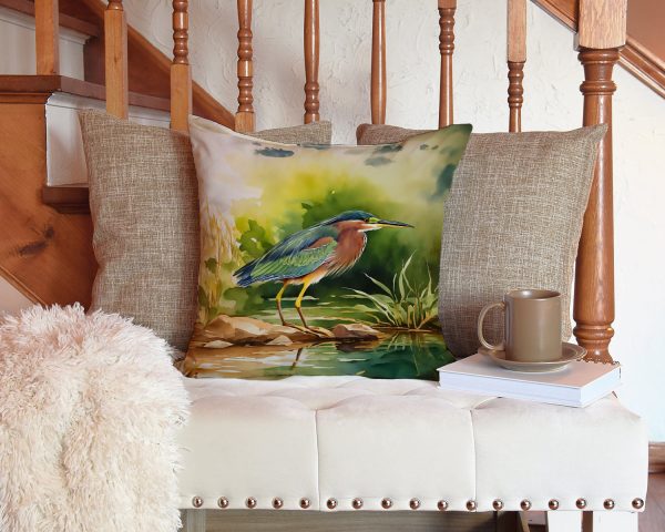 Green Heron Throw Pillow Hot on Sale - Image 3