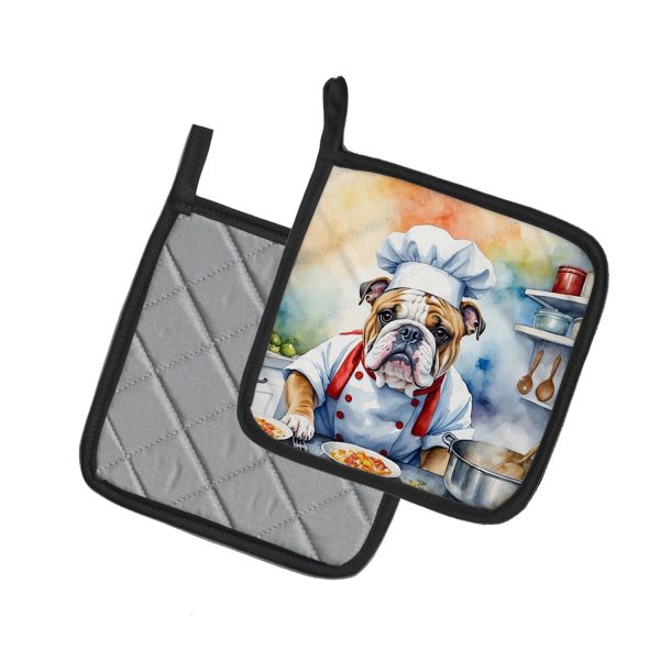 English Bulldog The Chef Pair of Pot Holders Hot on Sale - Image 2